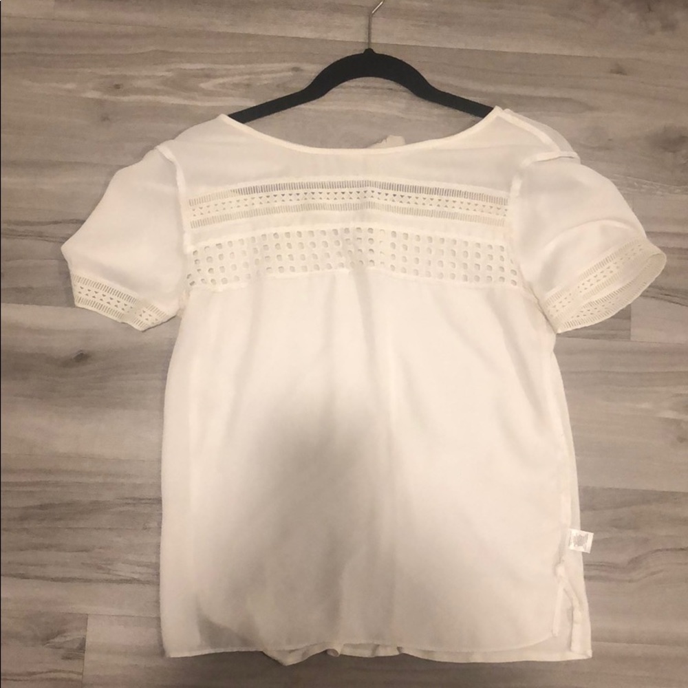 Loft xs white chiffon tee blouse